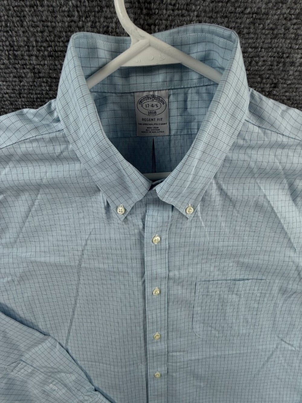 Brooks Brothers Non Iron 17 34/35 Regent Blue Button Up Shirt Long Sleeve Men